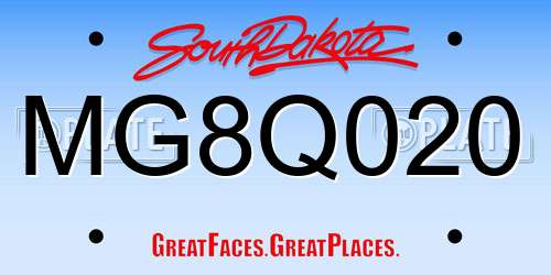 MG8Q020 South Dakota License Plate