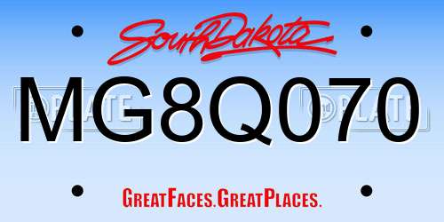 MG8Q070 South Dakota License Plate
