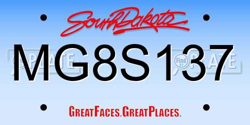 MG8S137 South Dakota License Plate