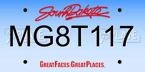 MG8T117 South Dakota License Plate