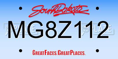 MG8Z112 South Dakota License Plate