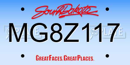 MG8Z117 South Dakota License Plate