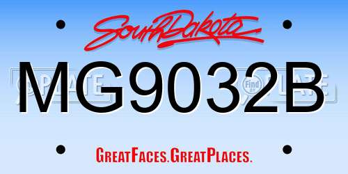 MG9032B South Dakota License Plate