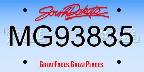 MG93835 South Dakota License Plate