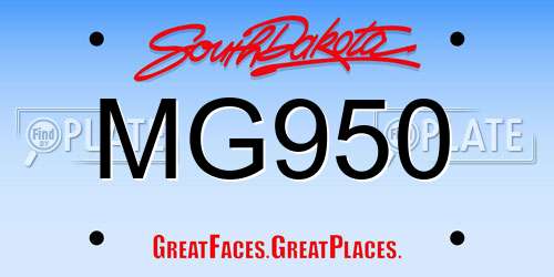 MG950 South Dakota License Plate