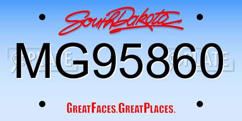 MG95860 South Dakota License Plate