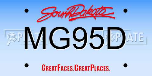 MG95D South Dakota License Plate