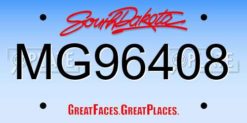MG96408 South Dakota License Plate