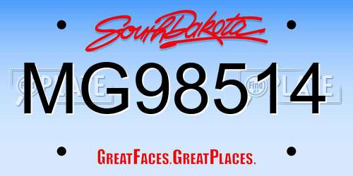 MG98514 South Dakota License Plate