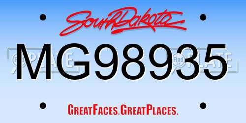 MG98935 South Dakota License Plate