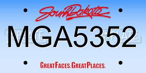 MGA5352 South Dakota License Plate
