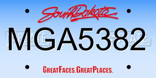 MGA5382 South Dakota License Plate