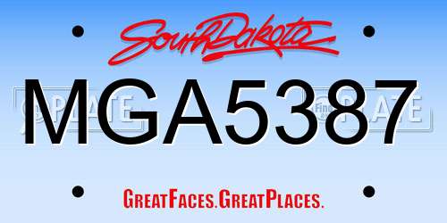 MGA5387 South Dakota License Plate