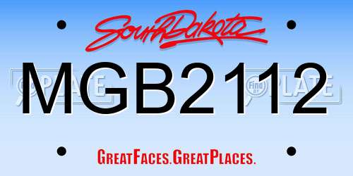 MGB2112 South Dakota License Plate
