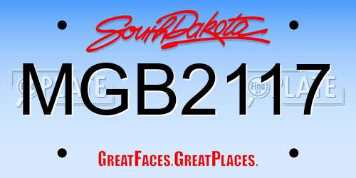 MGB2117 South Dakota License Plate