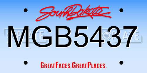 MGB5437 South Dakota License Plate