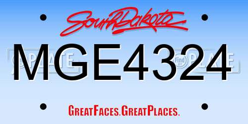 MGE4324 South Dakota License Plate