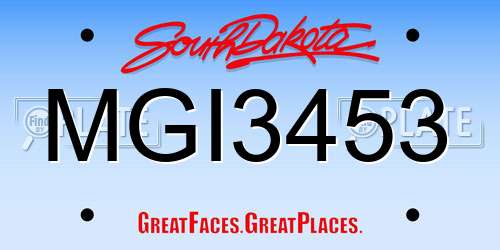 MGI3453 South Dakota License Plate