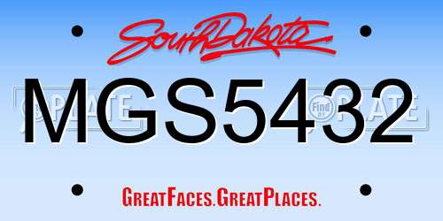 MGS5432 South Dakota License Plate