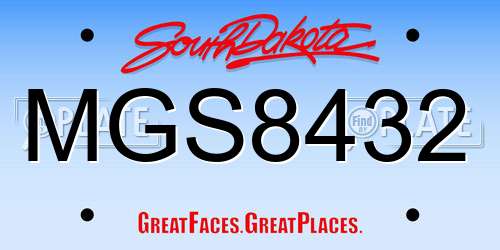 MGS8432 South Dakota License Plate