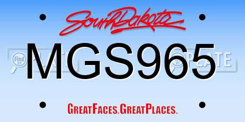 MGS965 South Dakota License Plate