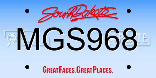 MGS968 South Dakota License Plate