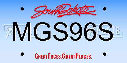 MGS96S South Dakota License Plate