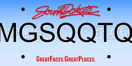 MGSQQTQ South Dakota License Plate