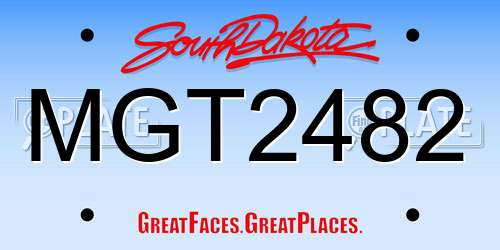 MGT2482 South Dakota License Plate