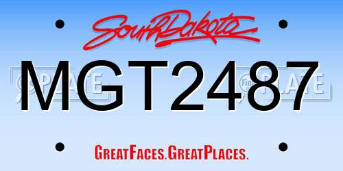 MGT2487 South Dakota License Plate