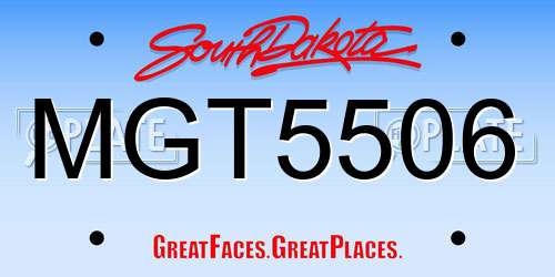 MGT5506 South Dakota License Plate