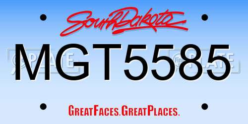 MGT5585 South Dakota License Plate