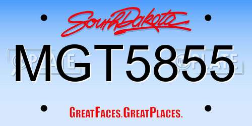 MGT5855 South Dakota License Plate
