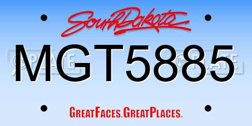 MGT5885 South Dakota License Plate