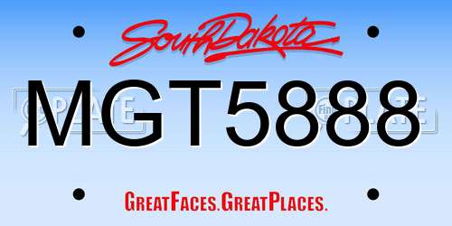 MGT5888 South Dakota License Plate
