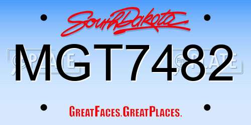 MGT7482 South Dakota License Plate