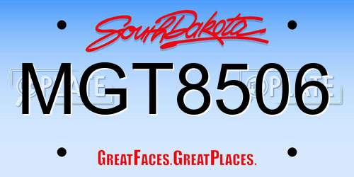 MGT8506 South Dakota License Plate