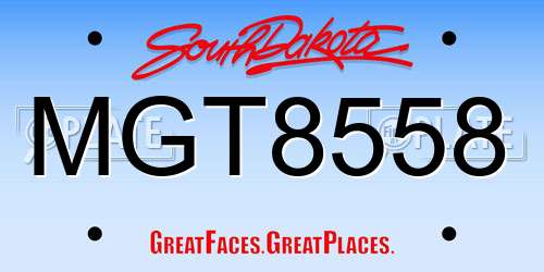 MGT8558 South Dakota License Plate