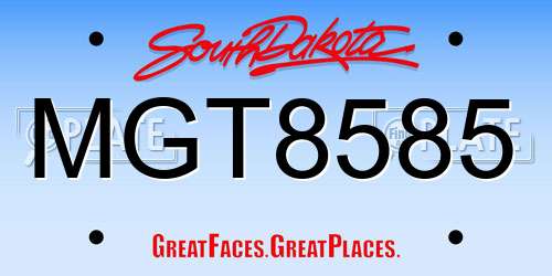 MGT8585 South Dakota License Plate