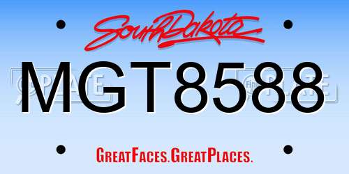 MGT8588 South Dakota License Plate