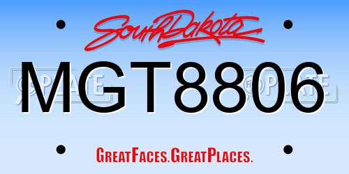 MGT8806 South Dakota License Plate