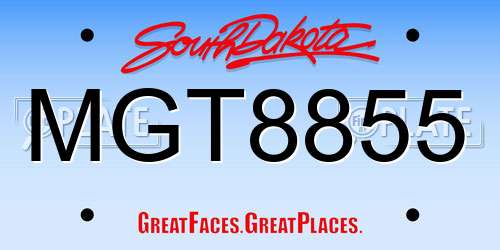 MGT8855 South Dakota License Plate
