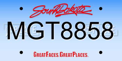 MGT8858 South Dakota License Plate