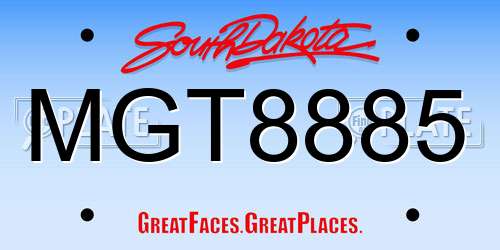 MGT8885 South Dakota License Plate