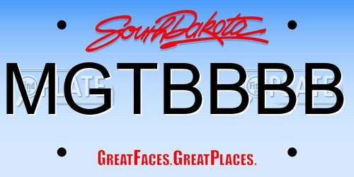 MGTBBBB South Dakota License Plate
