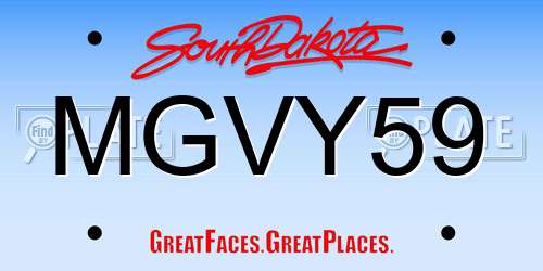 MGVY59 South Dakota License Plate