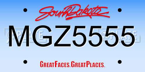 MGZ5555 South Dakota License Plate
