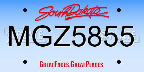MGZ5855 South Dakota License Plate