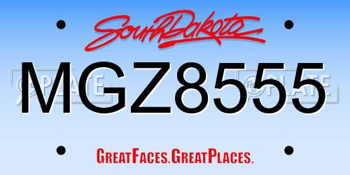 MGZ8555 South Dakota License Plate