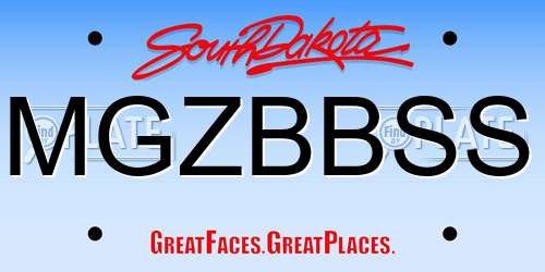 MGZBBSS South Dakota License Plate